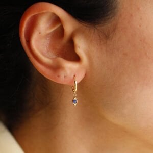 Tasarım Safir Sallantılı Halka Küpe