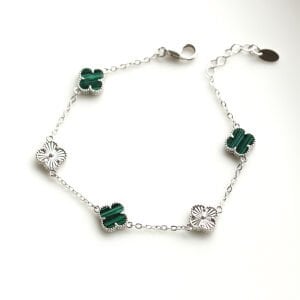 Malahit Taşlı Kalemli Yonca Bileklik