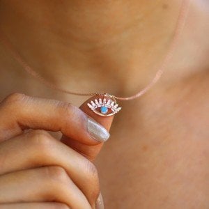 Turkuaz Baget Göz Kolye