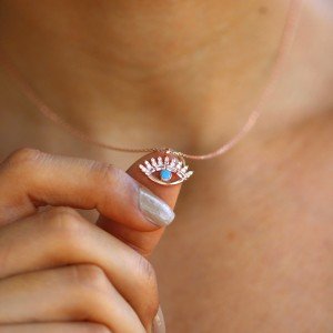 Turkuaz Baget Göz Kolye