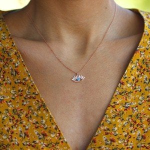 Turkuaz Baget Göz Kolye