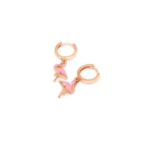 Pembe Mineli Flamingo Küpe