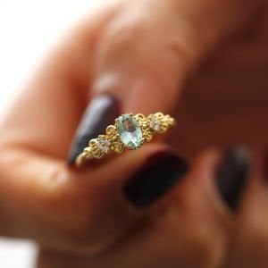 Aqua Marin Taşlı Vintage Yüzük