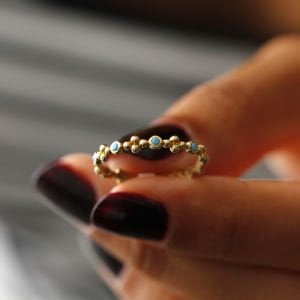 Sıralı Turkuaz Taşlı Dört Top Yüzük