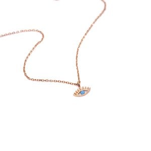 Minimal Turkuaz Göz Kirpik Kolye