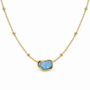 Mavi Opal Top Top Kolye