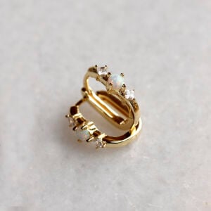 Opal Taşlı Dikdörtgen Küpe