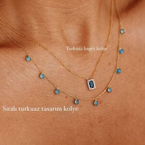 Sıralı Turkuaz Tasarım Kolye