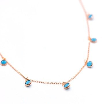 Sıralı Turkuaz Tasarım Kolye