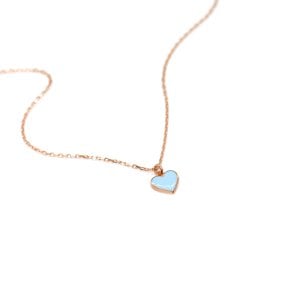Turkuaz Mineli Kalp Kolye
