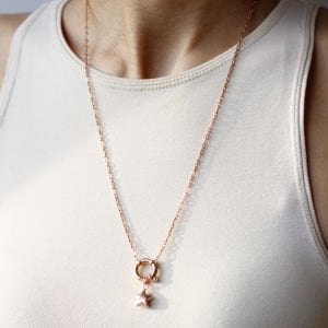 Kilit Zincir Yıldız Kolye 55 cm