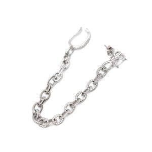 Zincir Cuff ve Oval Taşlı Vidalı Küpe