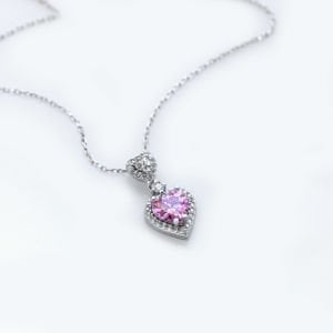 Pembe Çift Kalp Kolye