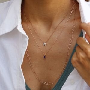 Keyz Baguette Kolye Safir