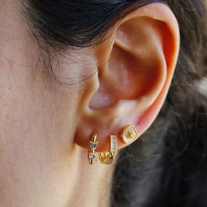 Mini Çift Kalp Halka Küpe