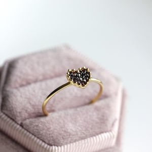 Şampanya Taşlı Kalp Yüzük