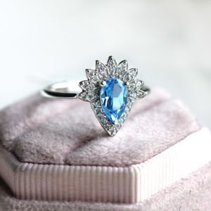 Vintage Aqua Marin Tasarım Taç Yüzük