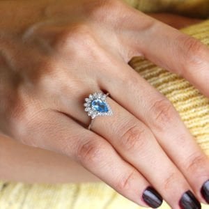 Vintage Aqua Marin Tasarım Taç Yüzük