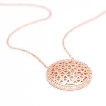 Taşlı Yaşam Çiçeği Kolye