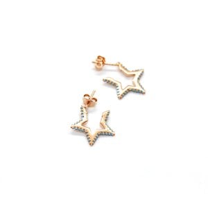 Turkuaz Yan Yıldız Küpe