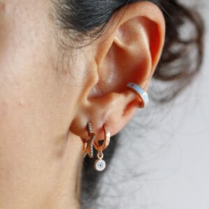 Turkuaz Yan Yıldız Küpe