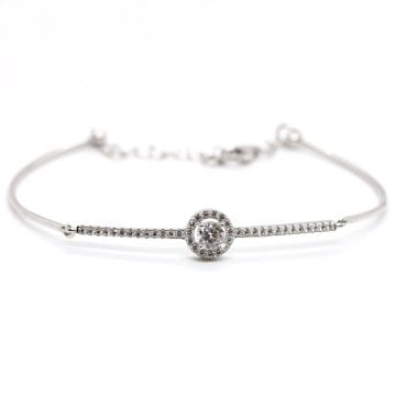 Pırlanta Montür Tek Taş Tel Bileklik