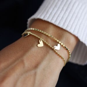 Çift Zincir Kalp Detaylı Bileklik
