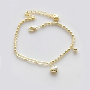 Top Ataç Zincir Kalp Bileklik