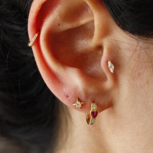 Fuşya Kalp Halka Küpe