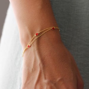 Kırmızı Mineli Sıralı Balık Bileklik