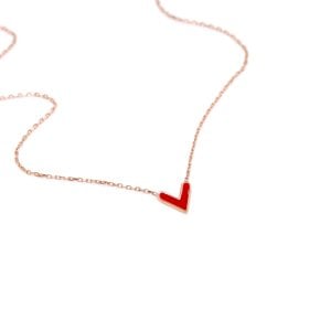 Kırmızı Mineli Kalp Kolye