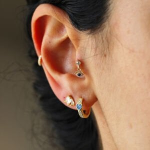 Göz Kirpik Sallantılı Tek Taş Tragus 9K