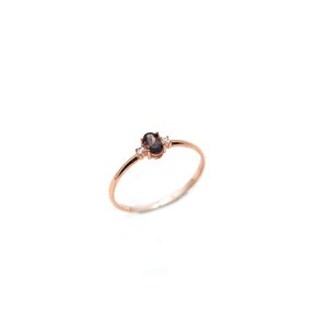 Mini Oval Topaz Taşlı Yüzük (Şampanya Renk)