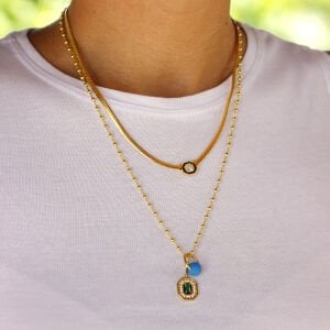 Top Top Zincirli Tasarım Yeşil Baget Kolye
