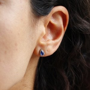 Mini Safir Damla Küpe