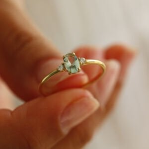 Oval Aqua Marin Yüzük