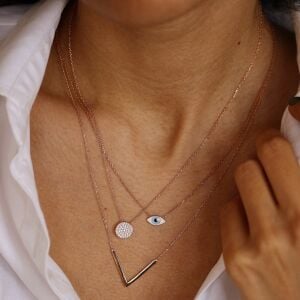 Taşlı Mini Plaka Kolye