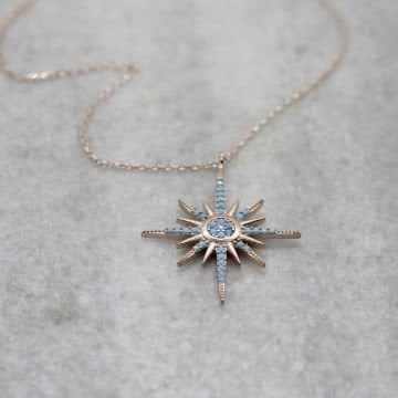 Turkuaz Taşlı Kutup Yıldızı Kolye