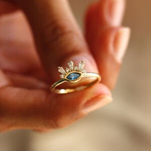 Aqua Marin Baget Kirpik Yüzük